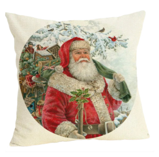 Cushion Cover Pillow Vintage Santa Merry Christmas - The Renmy Store Homewares & Gifts 