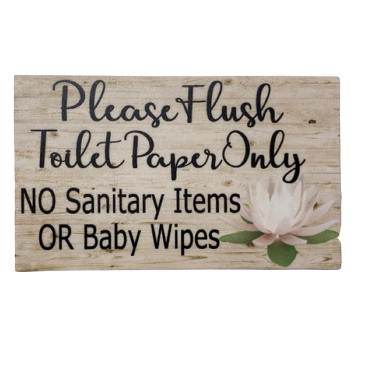 Flush Toilet Paper Only No Sanitary Baby Wipes Lotus Sign