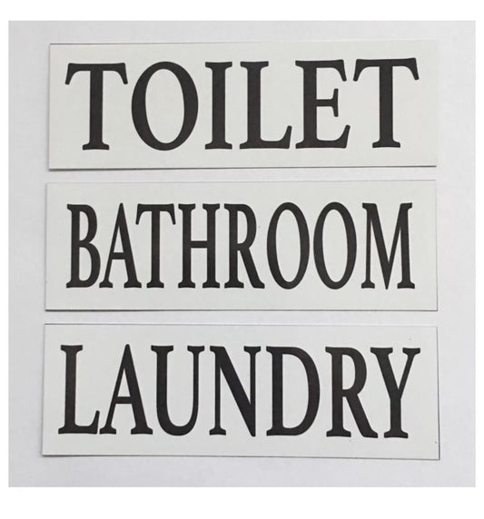 Toilet Laundry Bathroom White Door Room Sign