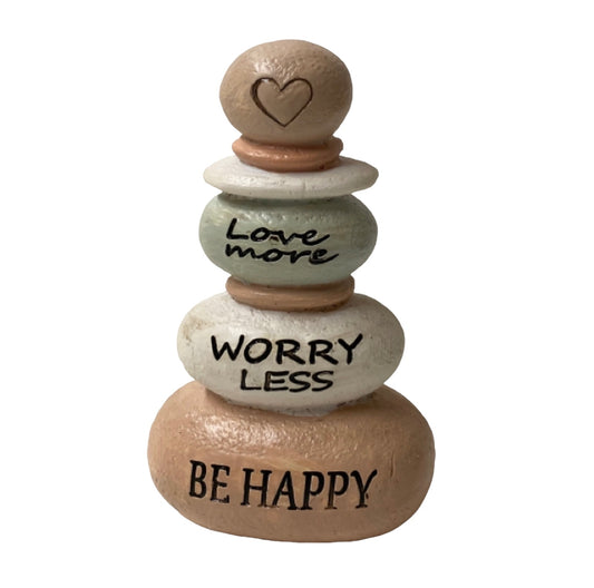 Inspirational Rock Stone Stack Be Happy - The Renmy Store Homewares & Gifts 