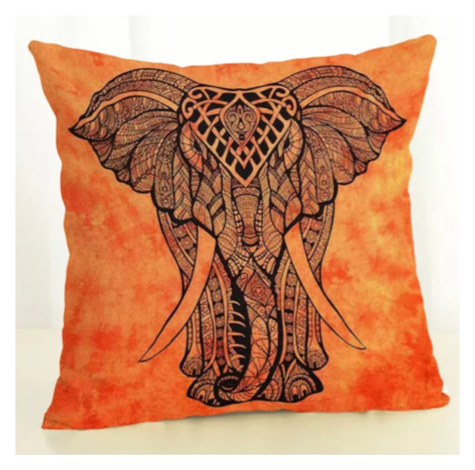 Cushion Cover Elephant Orange Mandala - The Renmy Store Homewares & Gifts 