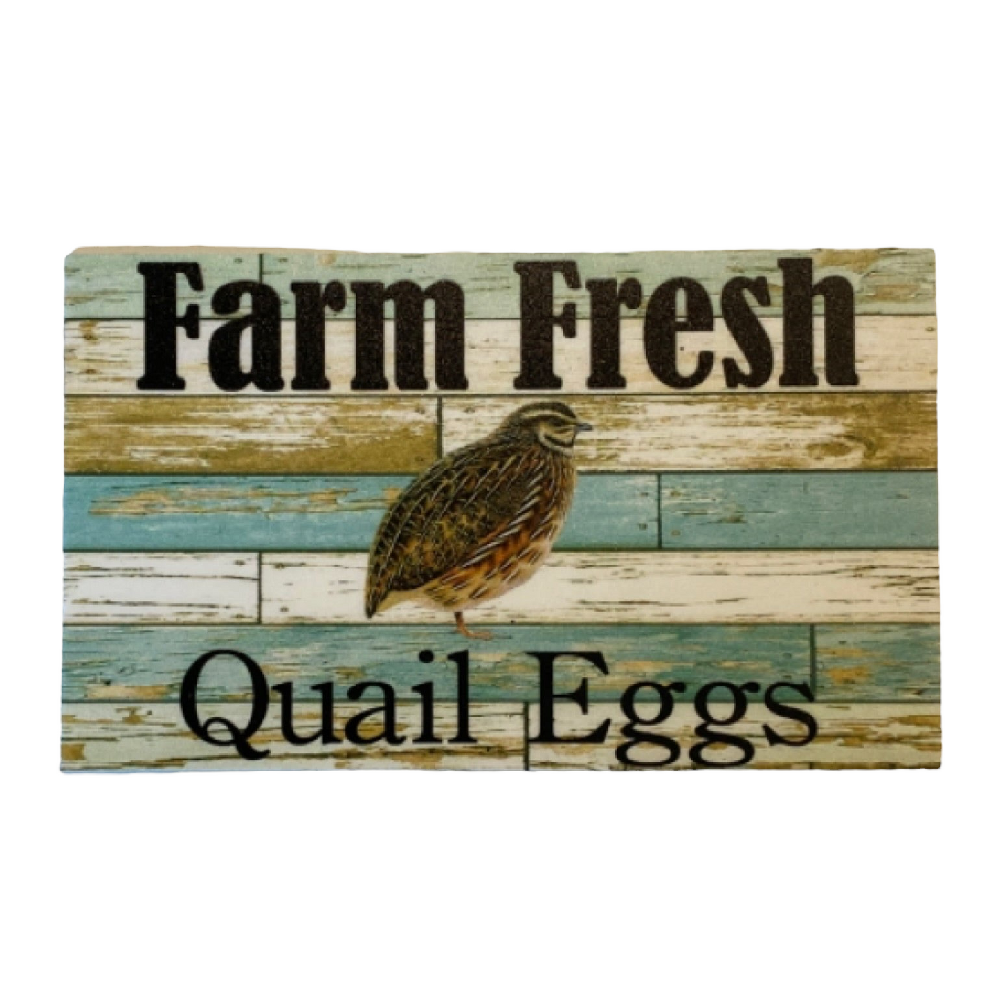 Quail Farm Fresh Eggs Blue Sign
