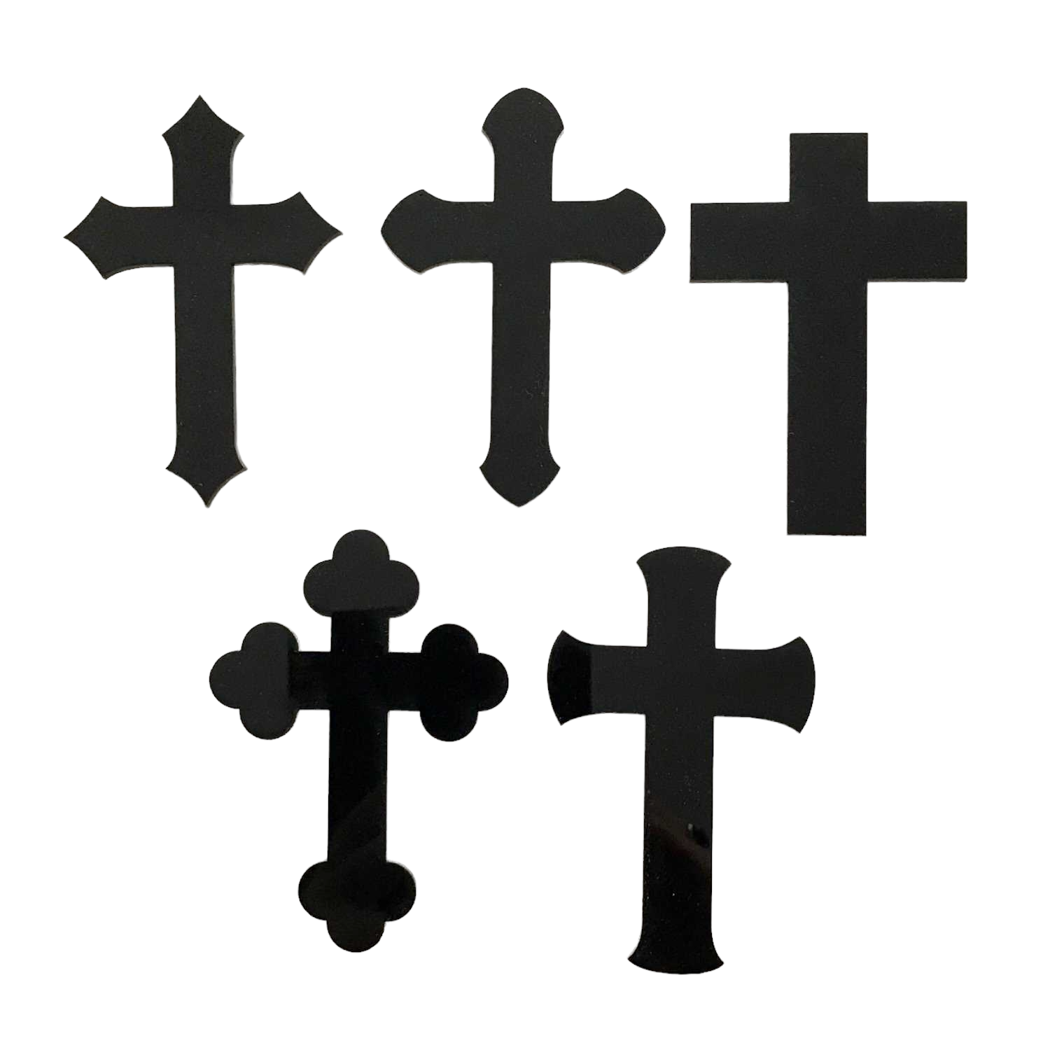 Cross Set of 5 Vintage Black Acrylic Religious Décor - The Renmy Store Homewares & Gifts 