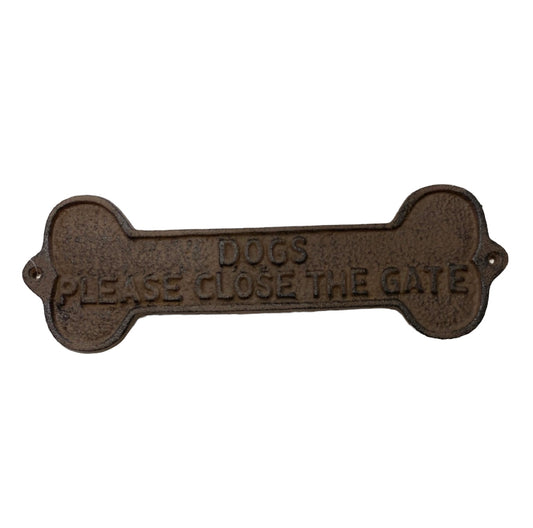 Close The Gate Cast Iron Dogs Sign