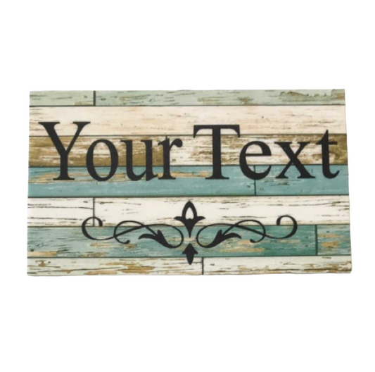 Custom Customized Text Name Blue Timber Look Sign
