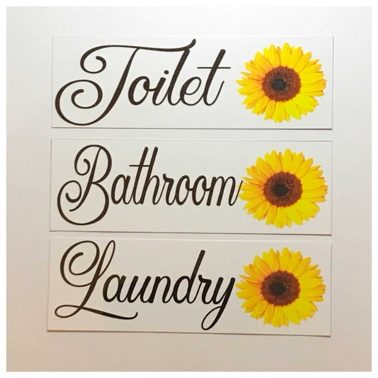 Sunflower Door Room Sign Toilet Laundry Bathroom