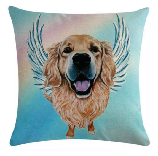 Cushion Cover Pillow Dog Angel Retriever - The Renmy Store Homewares & Gifts 
