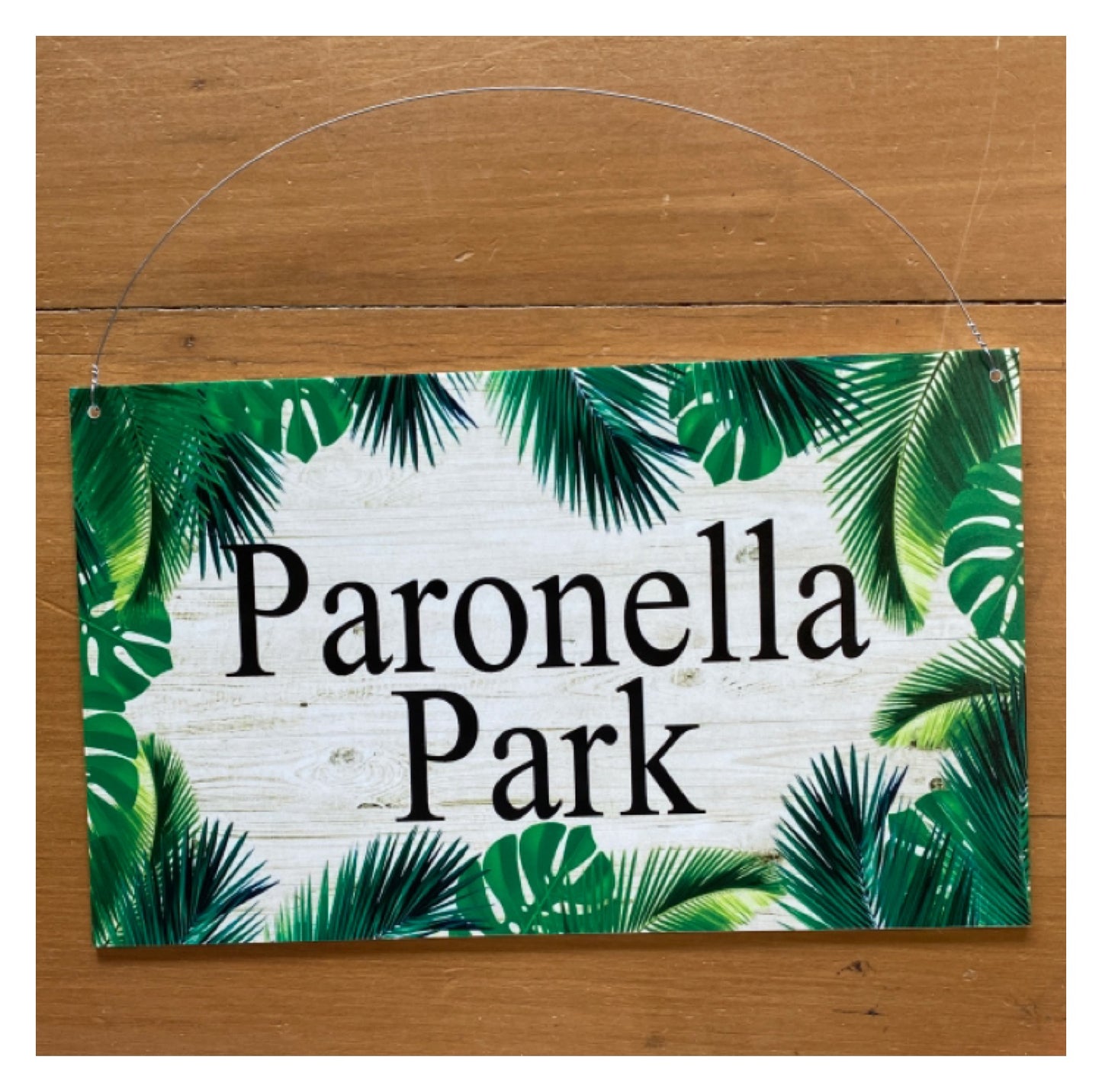 Tropical Paradise Beach Custom Wording Name Leaves Sign - The Renmy Store Homewares & Gifts 